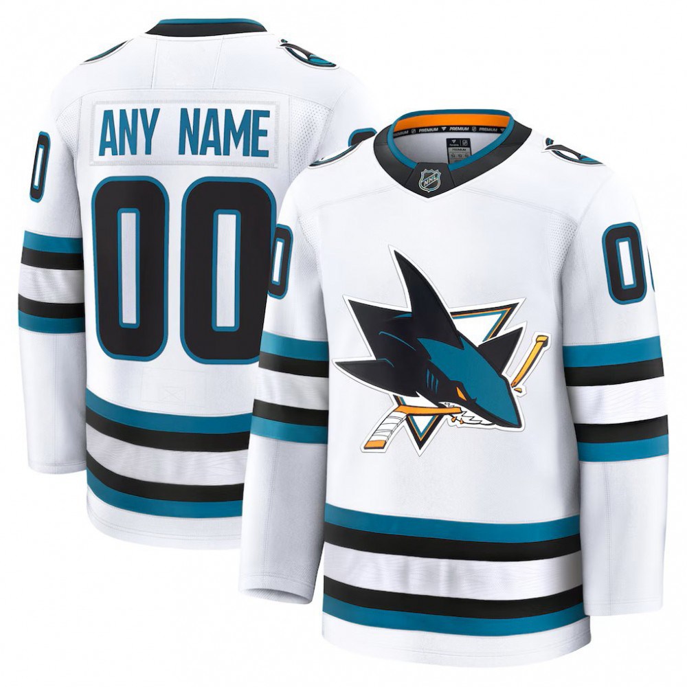 Men's San Jose Sharks White Away Premium Custom Jersey-Pro Kit Vault | Brand New 26/27 Sports Jerseys